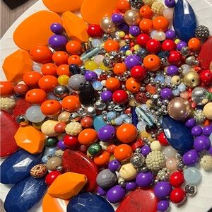 Multicolor Mixed Bead Lot — Orange, Purple, Blue, Red